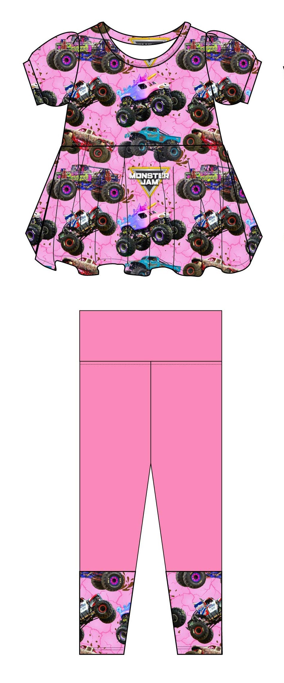 Glitter Smash Short Sleeve and Pants Peplum Set