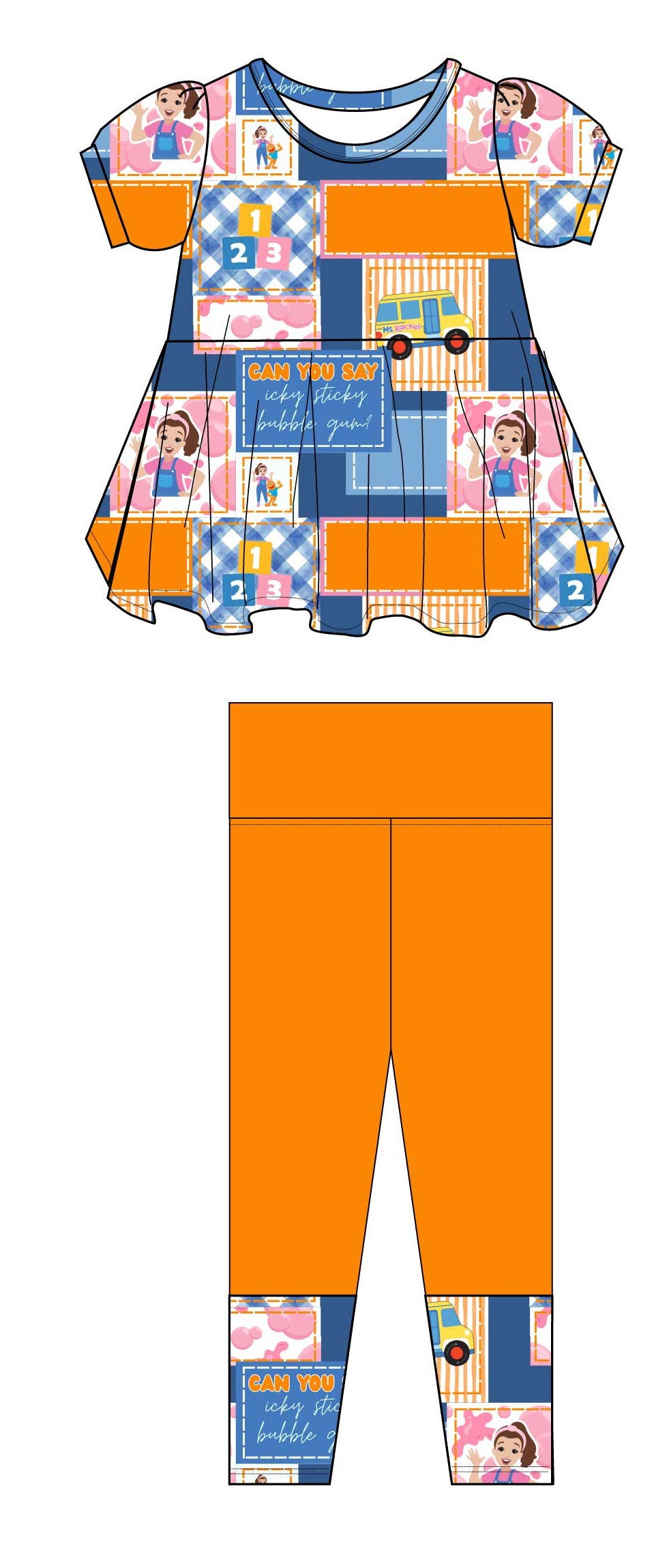 Favorite Teacher Short Sleeve and Pants Peplum Set
