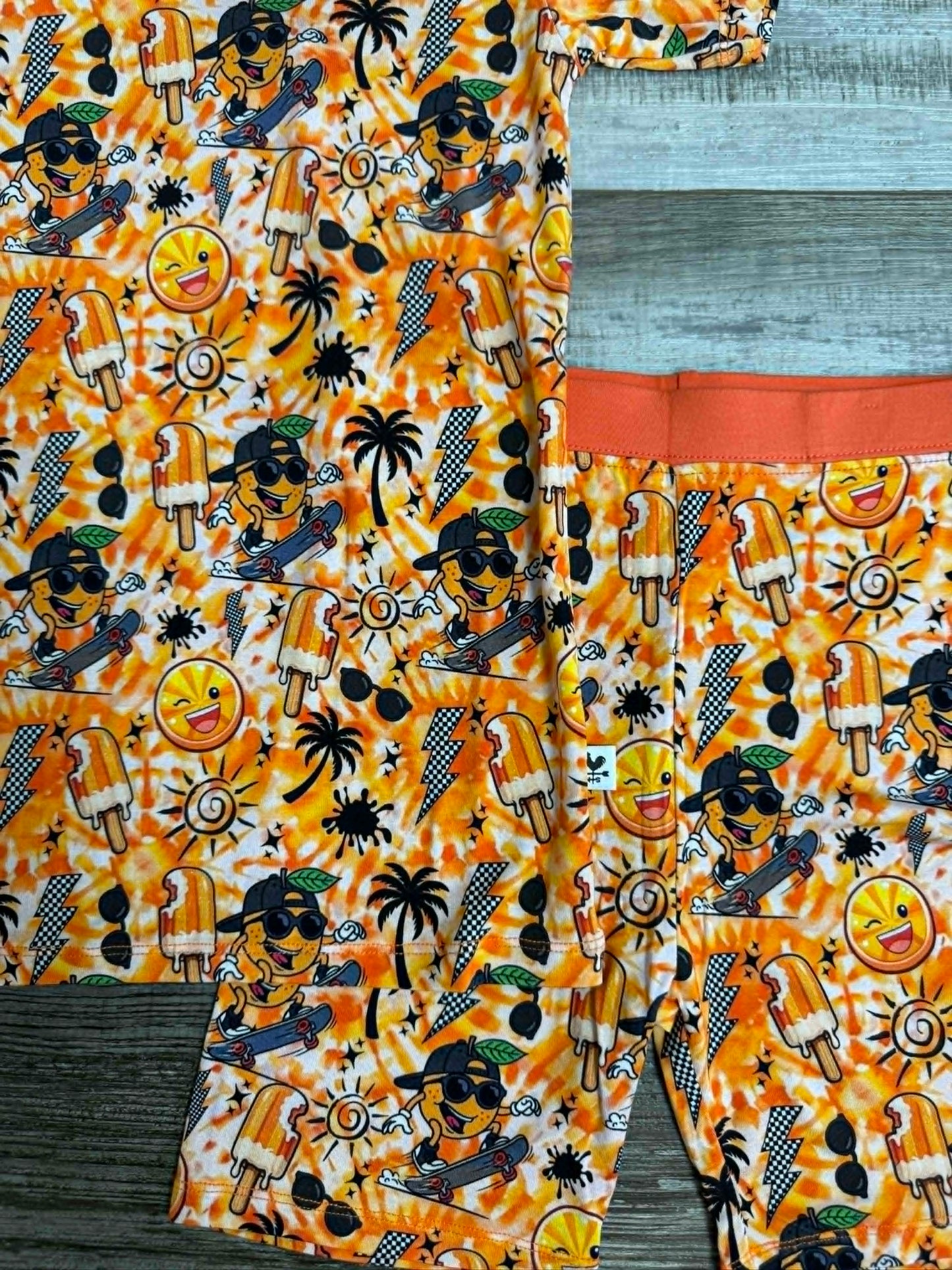 Orange Crush Two-Piece Pajamas Short Sleeve and Shorts