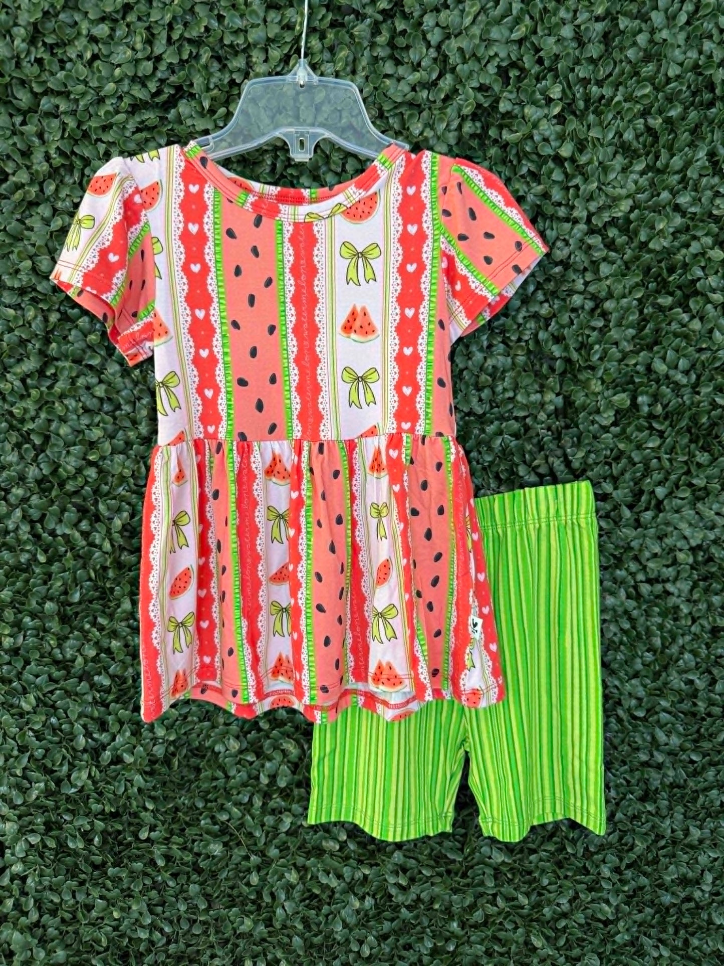 Watermelon Sugar Short Sleeve and Shorts Peplum Set