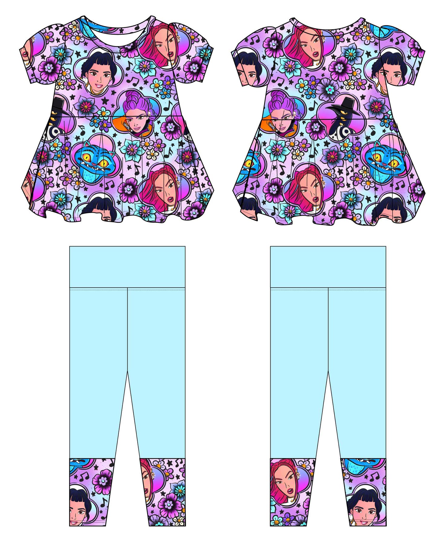 Huntrix Takedown Short Sleeve and Pants Peplum Set