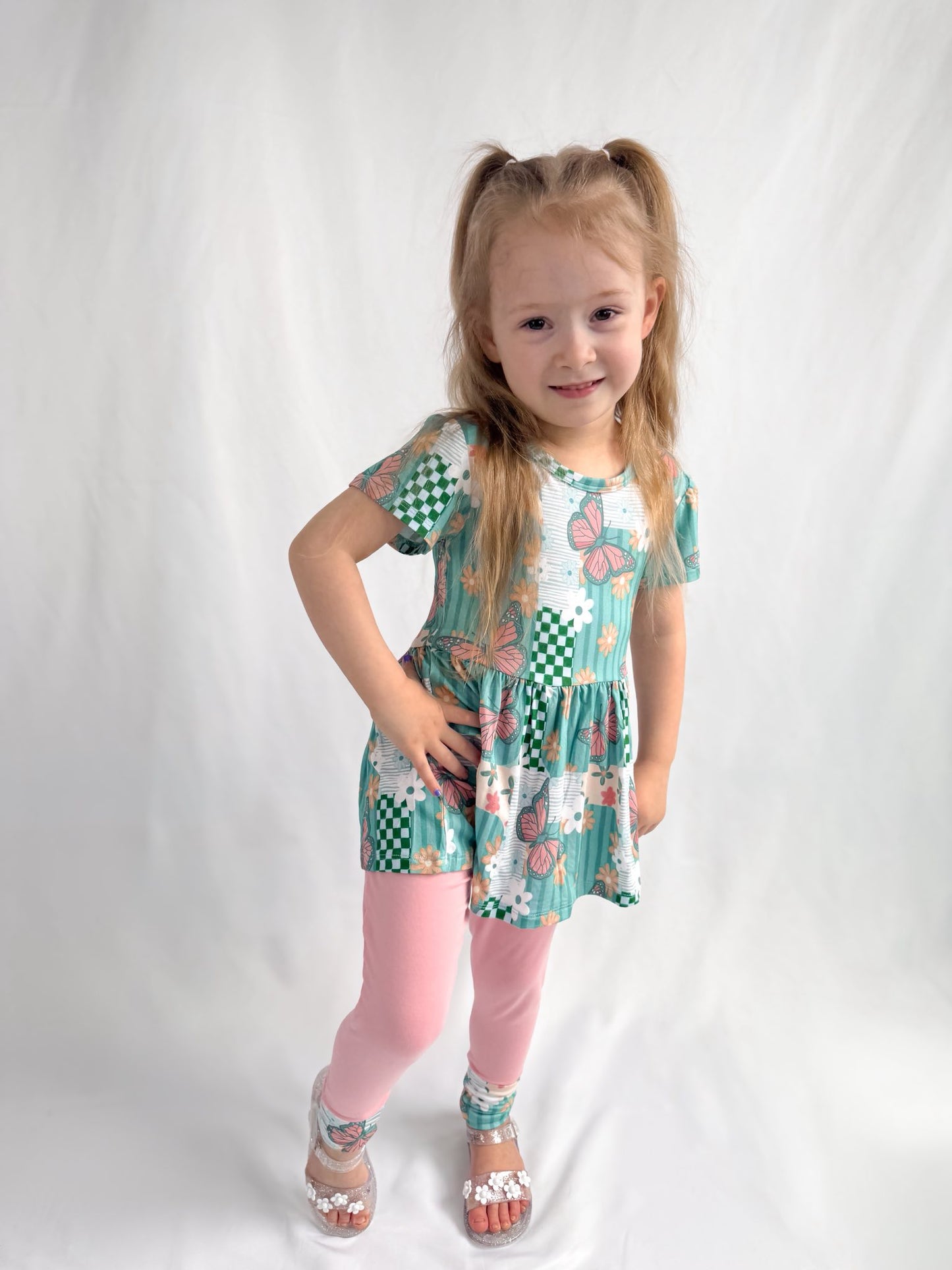 Rogue Garden Short Sleeve and Pants Peplum Set