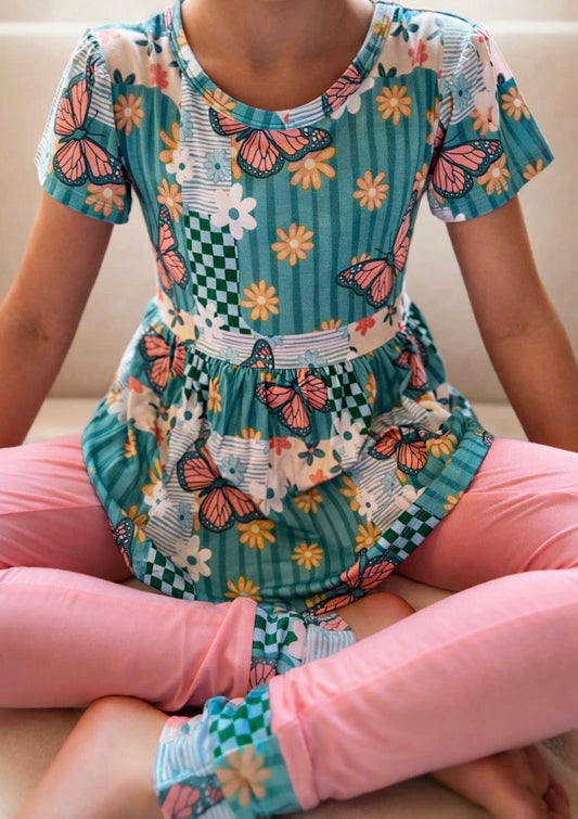 Rogue Garden Short Sleeve and Pants Peplum Set