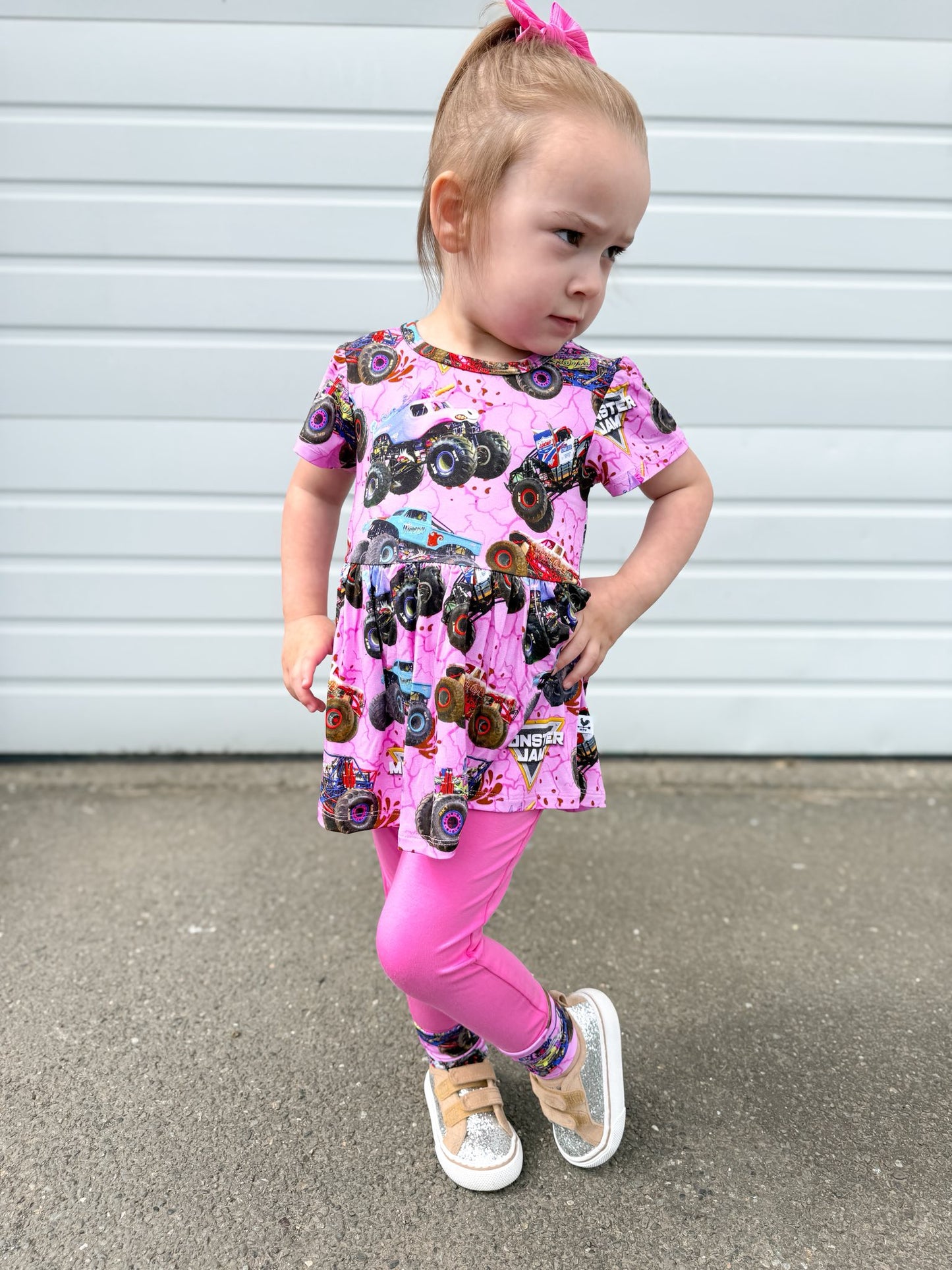 Glitter Smash Short Sleeve and Pants Peplum Set