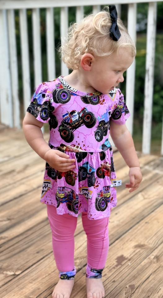 Glitter Smash Short Sleeve and Pants Peplum Set