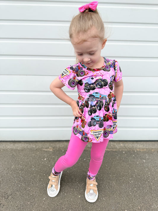 Glitter Smash Short Sleeve and Pants Peplum Set
