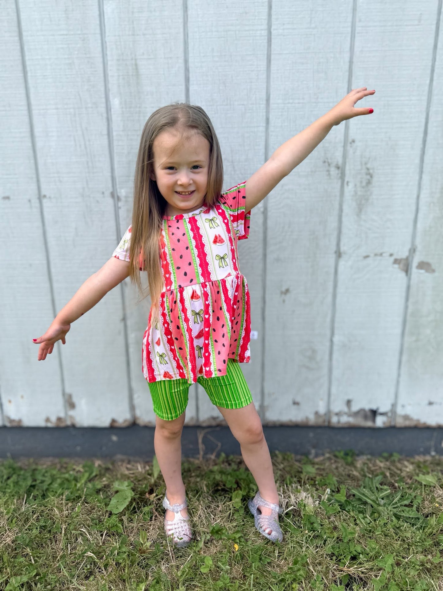 Watermelon Sugar Short Sleeve and Shorts Peplum Set