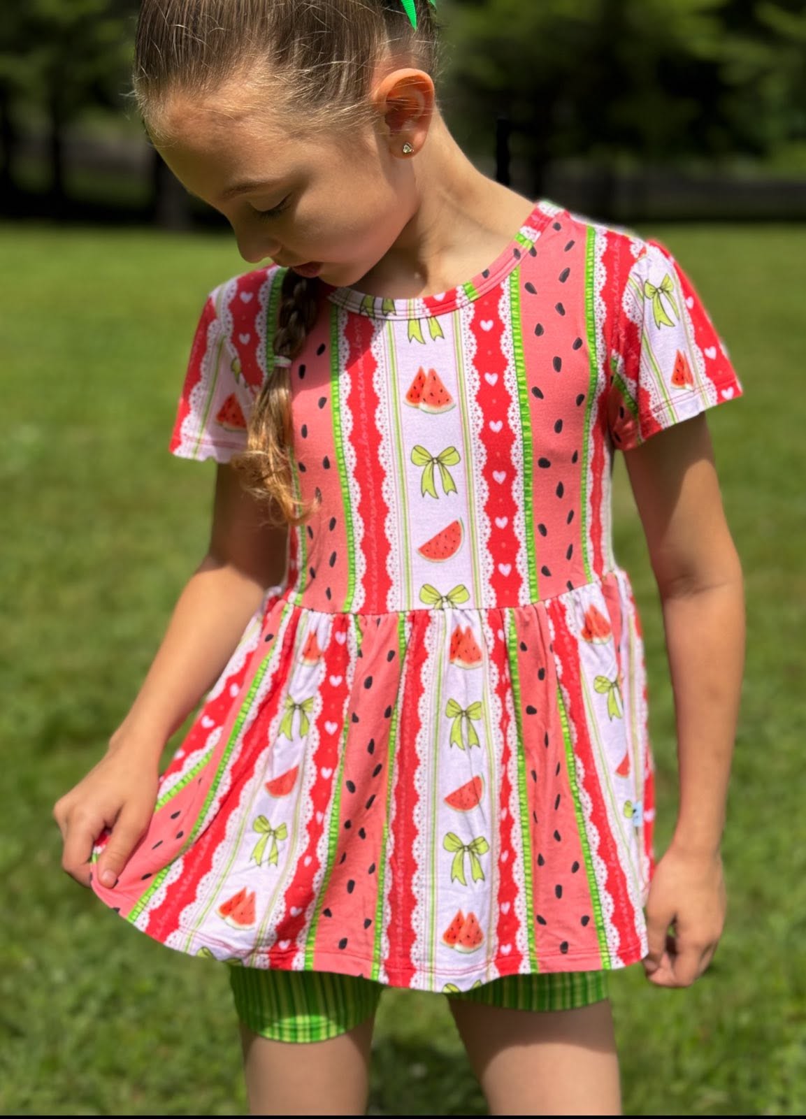 Watermelon Sugar Short Sleeve and Shorts Peplum Set