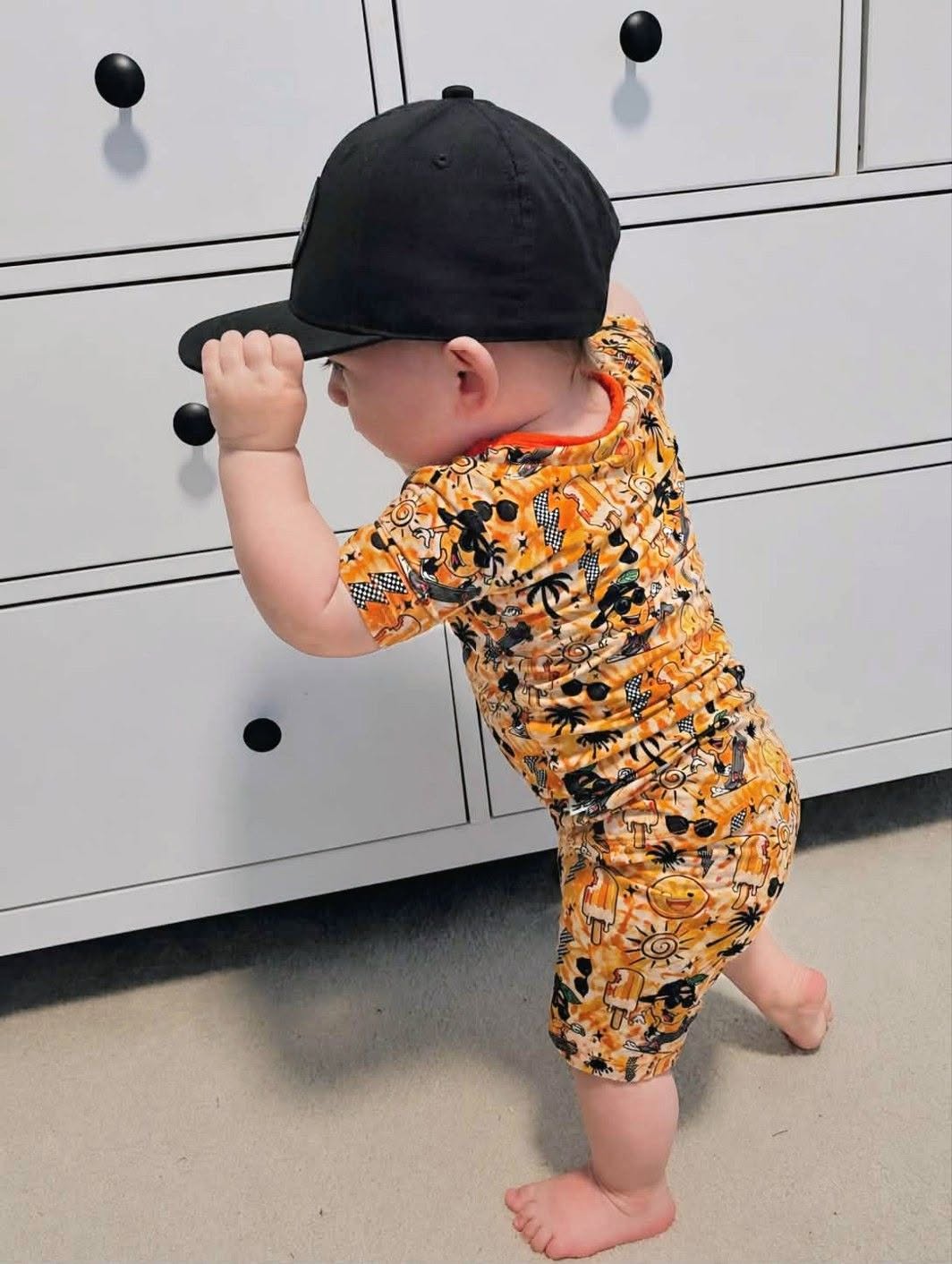 Orange Crush Two-Piece Pajamas Short Sleeve and Shorts