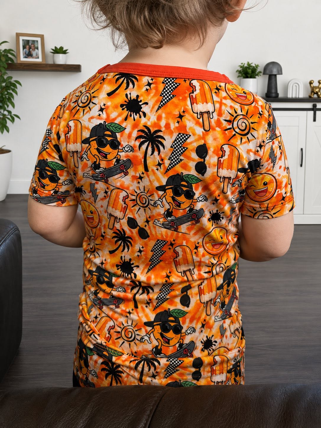 Orange Crush Two-Piece Pajamas Short Sleeve and Shorts