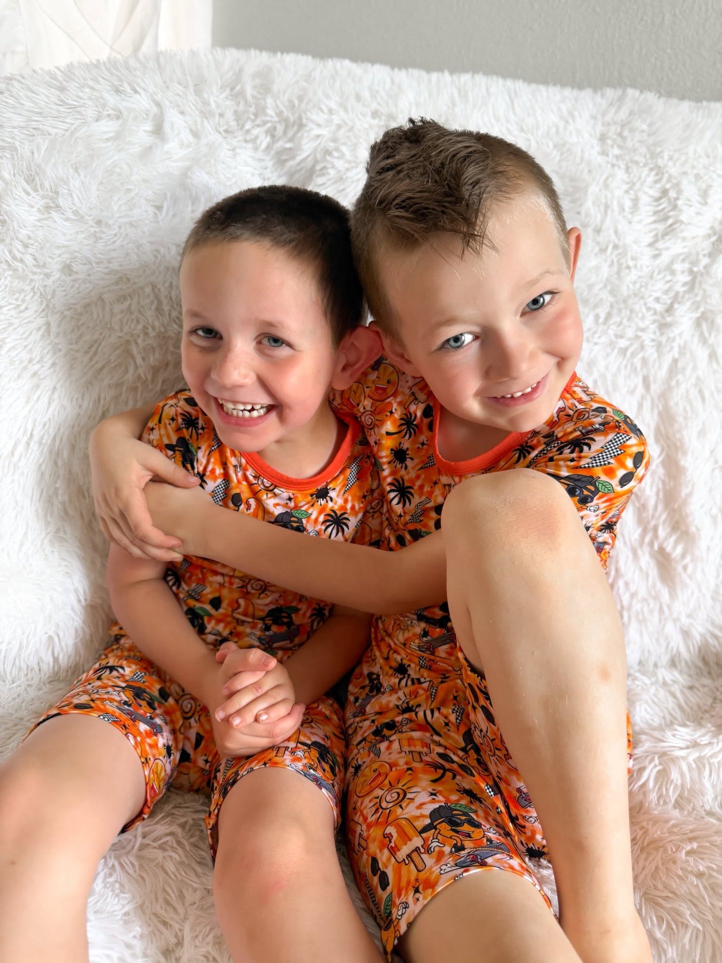 Orange Crush Two-Piece Pajamas Short Sleeve and Shorts