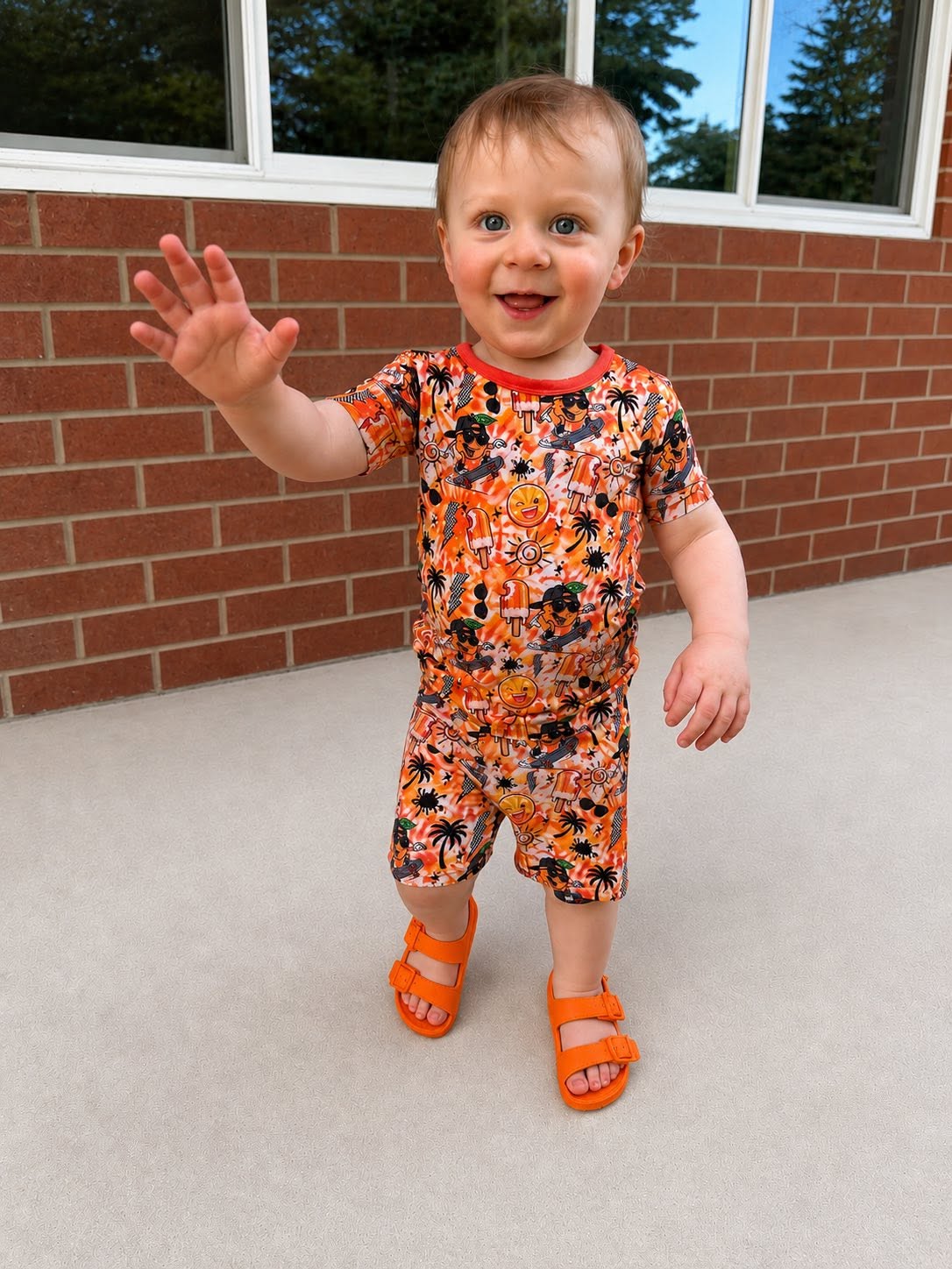 Orange Crush Two-Piece Pajamas Short Sleeve and Shorts