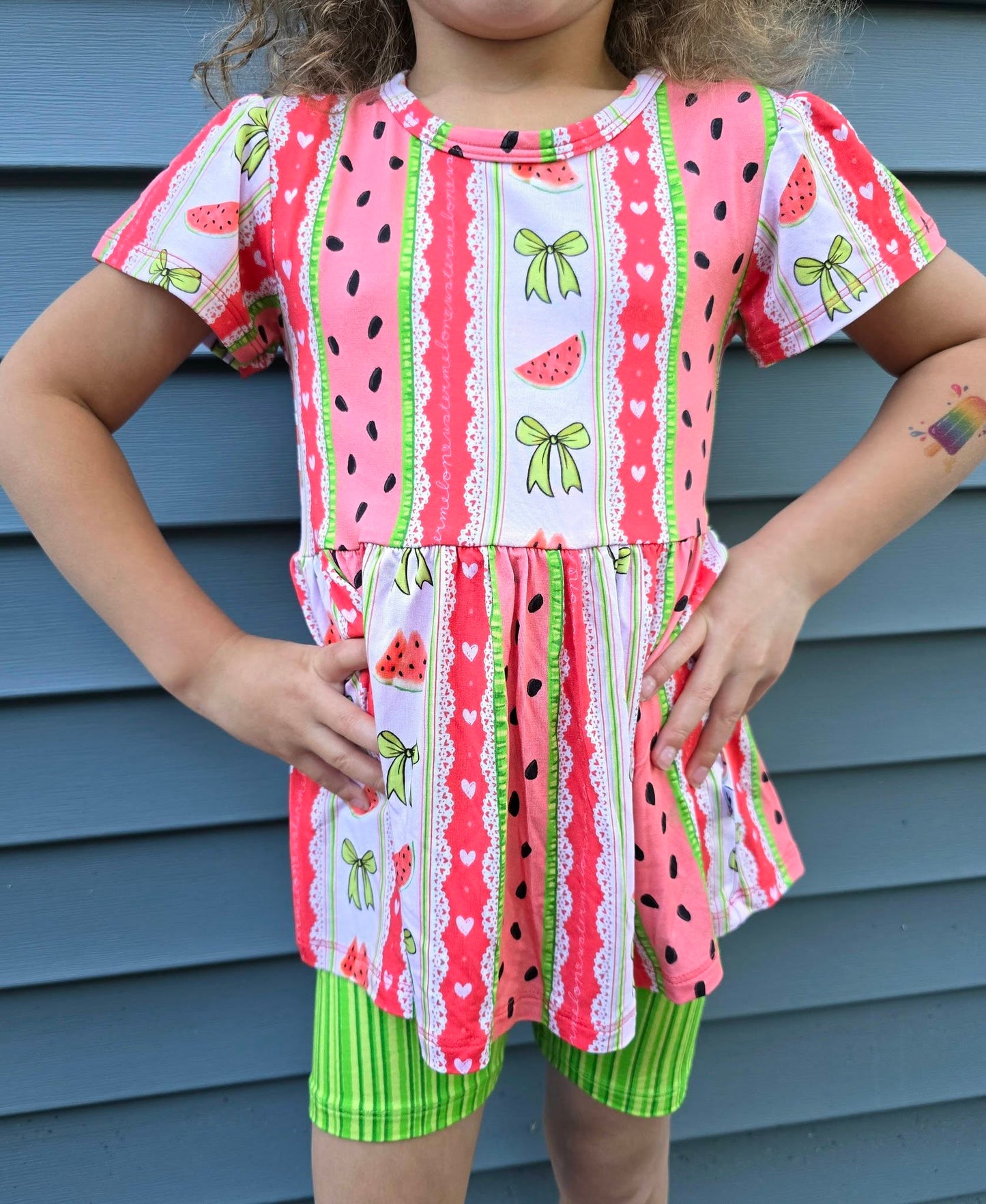 Watermelon Sugar Short Sleeve and Shorts Peplum Set