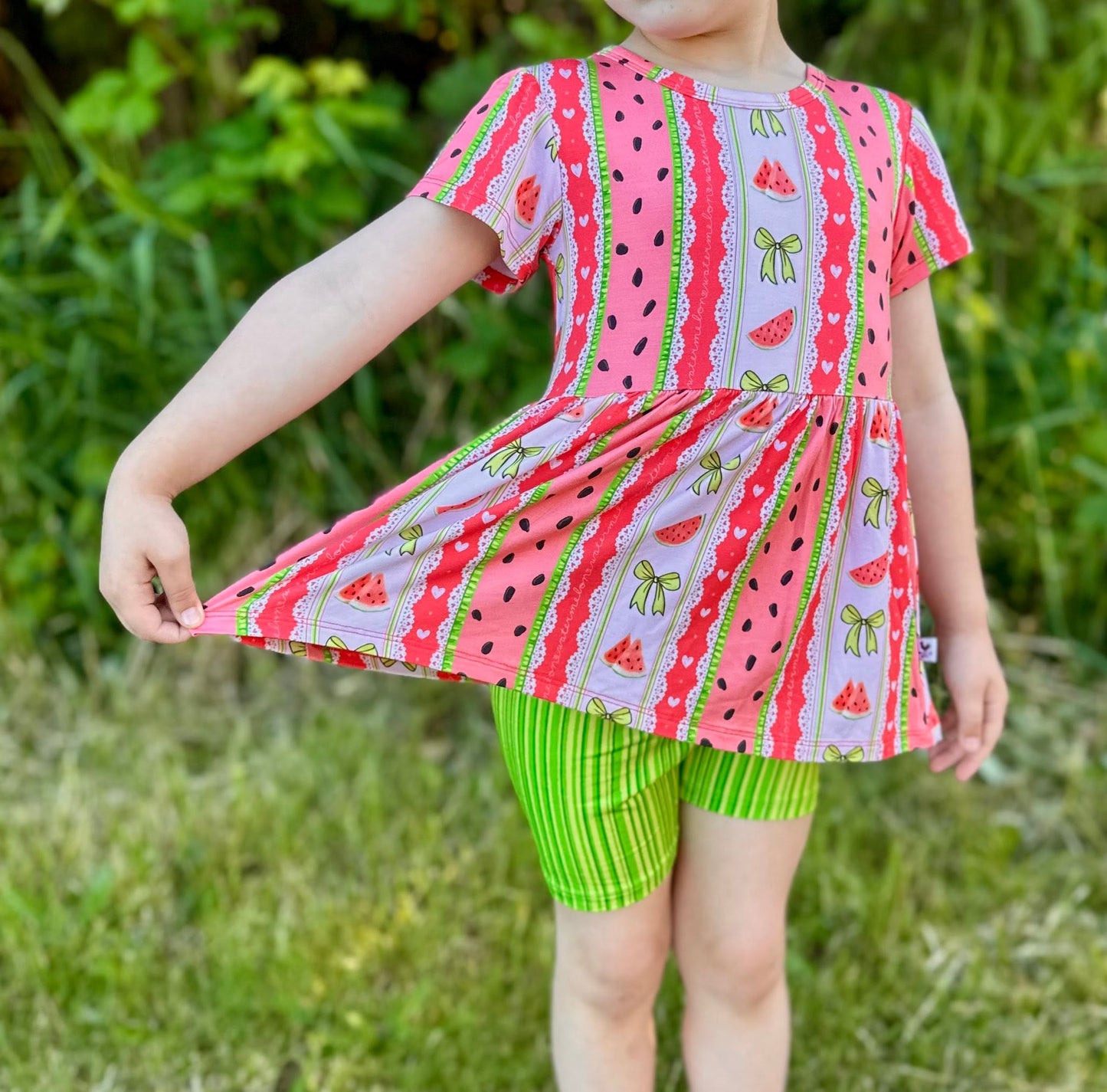 Watermelon Sugar Short Sleeve and Shorts Peplum Set