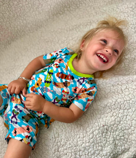 Board to Infinity Two-Piece Pajamas Short Sleeve and Shorts