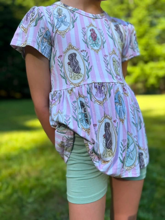 Framed Fairytales Short Sleeve and Shorts Peplum Set