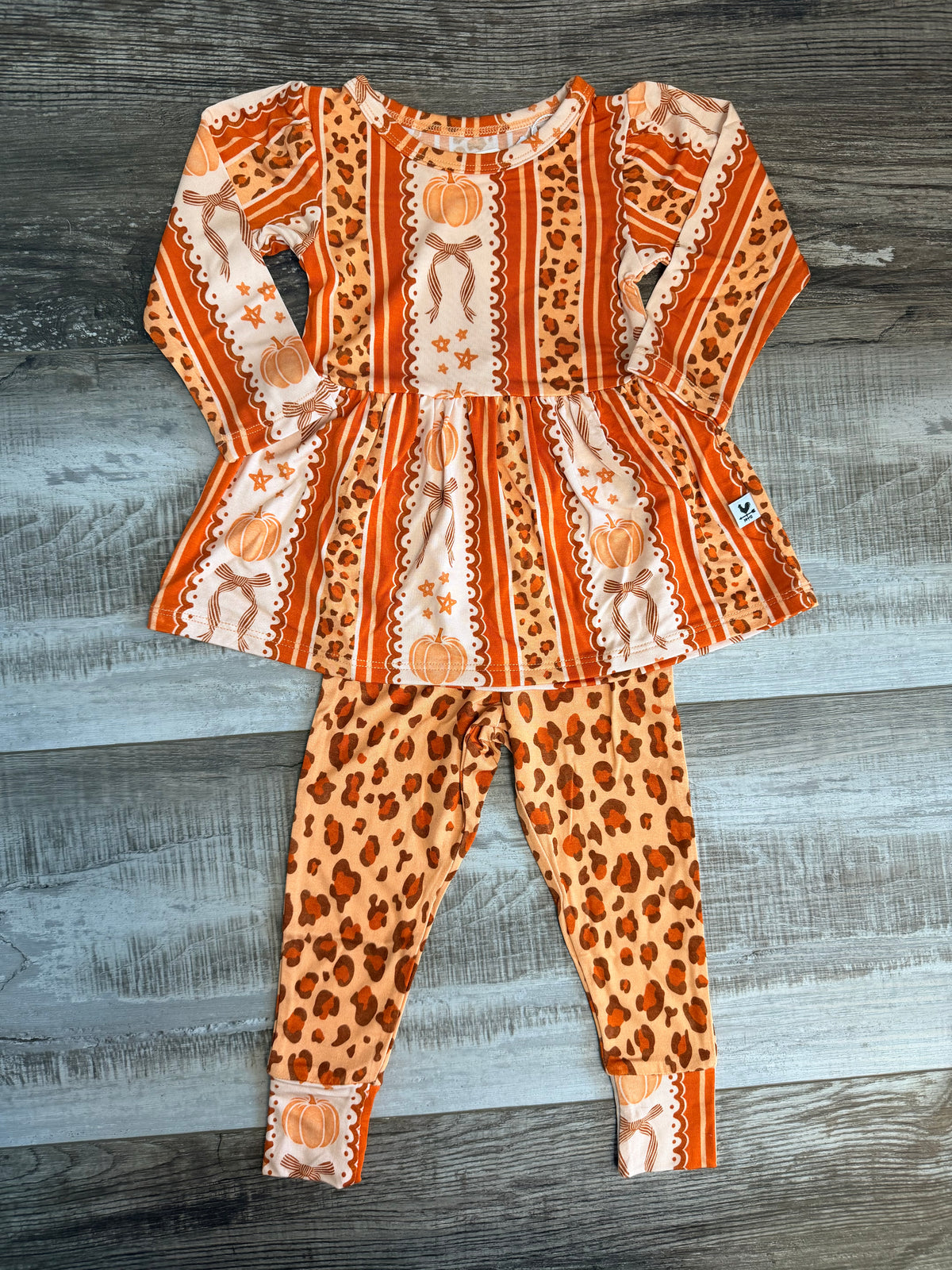 Wild Harvest Long Sleeve and Pants Peplum Set