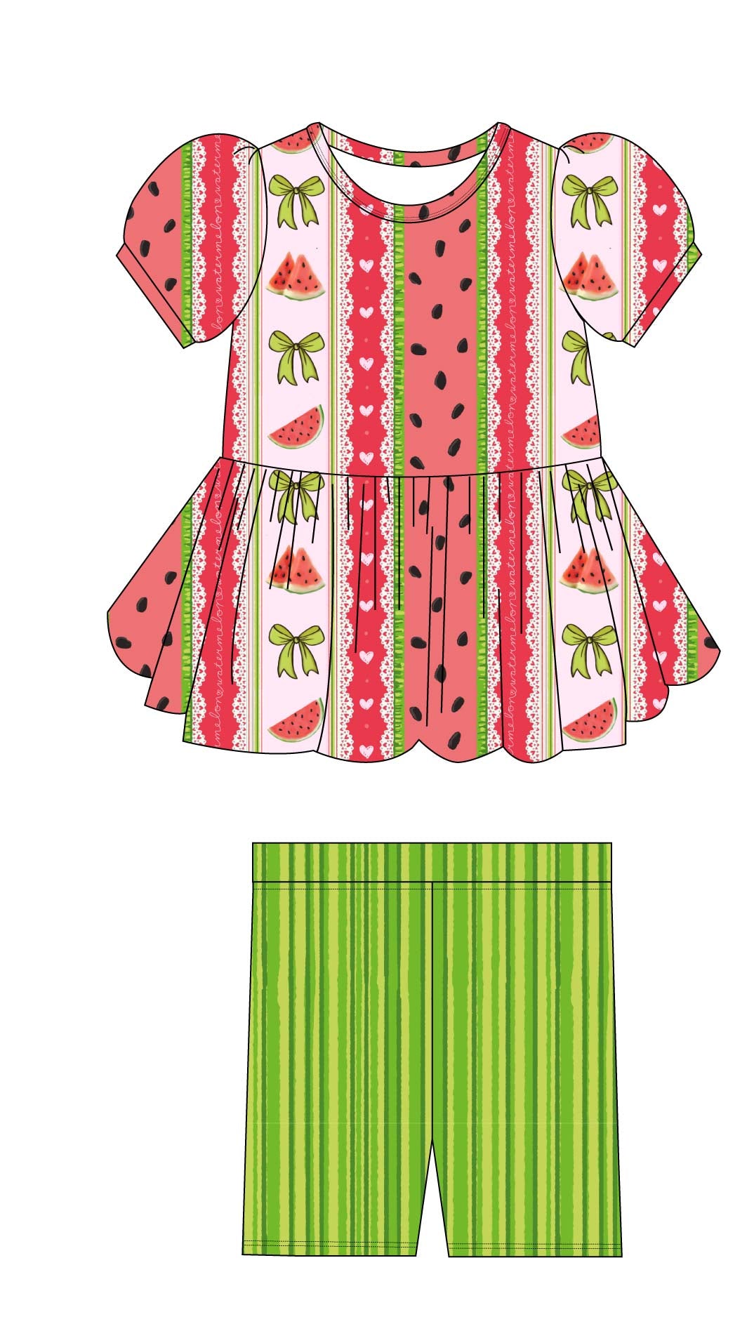 Watermelon Sugar Short Sleeve and Shorts Peplum Set