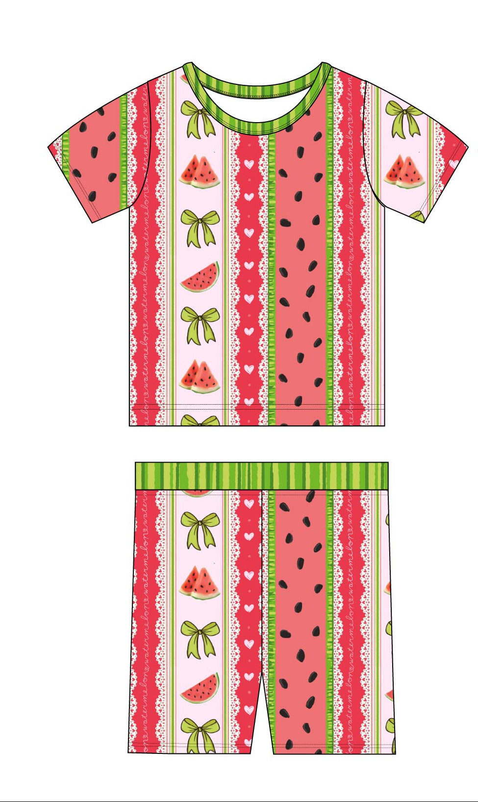 Watermelon Sugar Two-Piece Pajamas Short Sleeve and Shorts